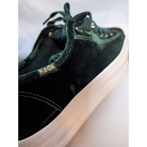 Keds Triple Up Platform Shoes Sneakers Sz 8.5 Dark Green Velvet ST PATRICK'S DAY - Picture 4 of 14
